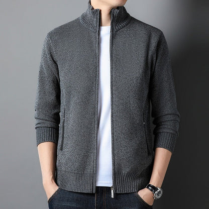 Men's Slim Fit Knit Cardigan with Stand Collar 3