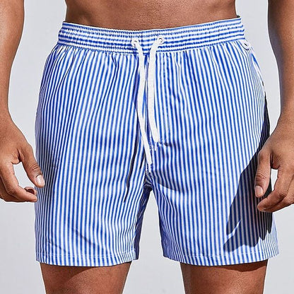 Men's Striped Swim Shorts - Quick-Drying Swim Trunks