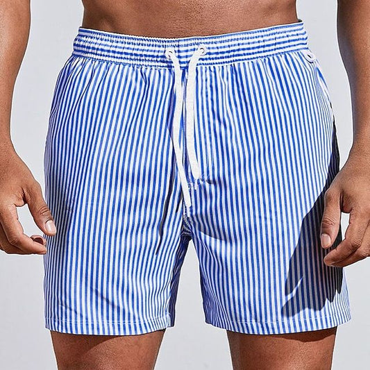 Men's Striped Swim Shorts - Quick-Drying Swim Trunks