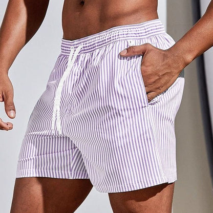 Men's Striped Swim Shorts - Quick-Drying Swim Trunks