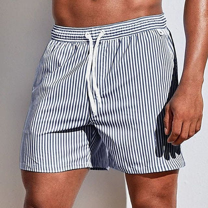 Men's Striped Swim Shorts - Quick-Drying Swim Trunks