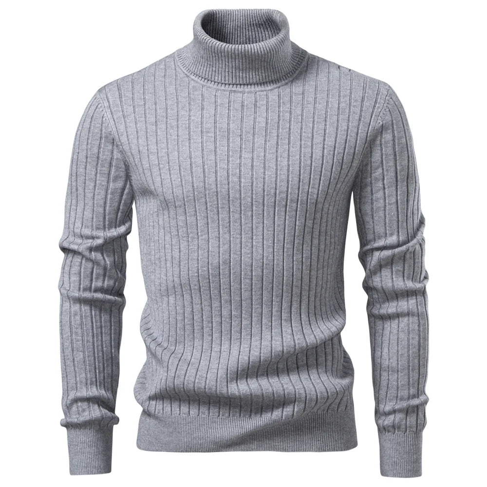 Men's Striped Turtleneck Sweater 0