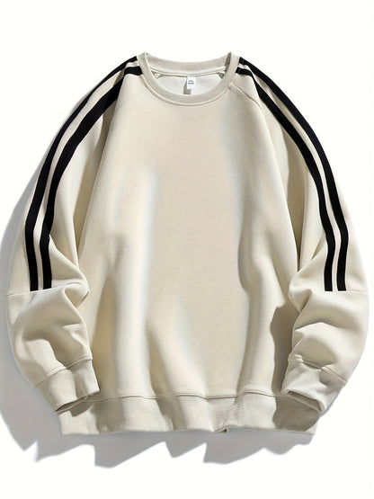 Men's Stylish Crew Neck Sweater with Striped Side Design 5