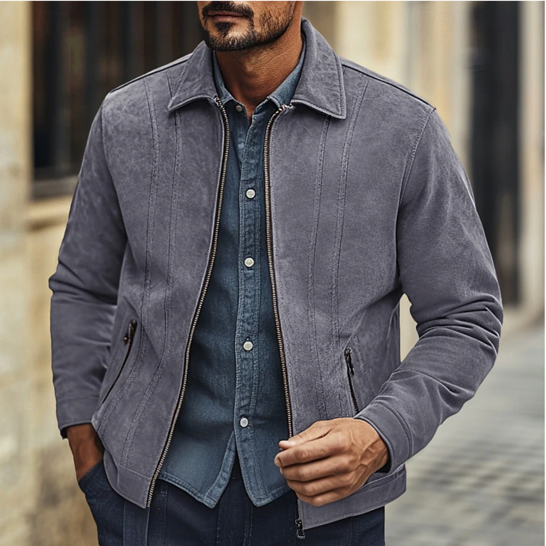 Men's Suede Casual Jacket with Unique Design 2