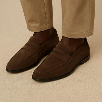 Men's Suede Penny Loafers - Classic Loafer Shoes 1
