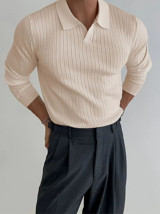 Men's Tailored Knitted Shirt for Business and Casual Wear