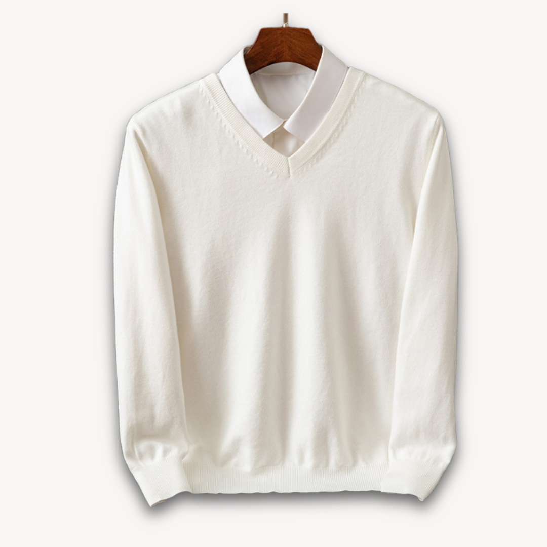 Men's V-Neck Slim Fit Sweater with Ribbed Detailing 8