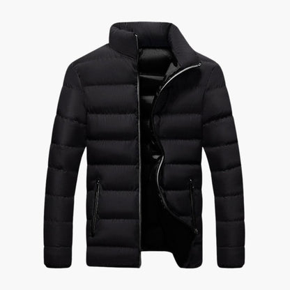 Men's Winter Jacket with High Collar and Zippered Pockets 0