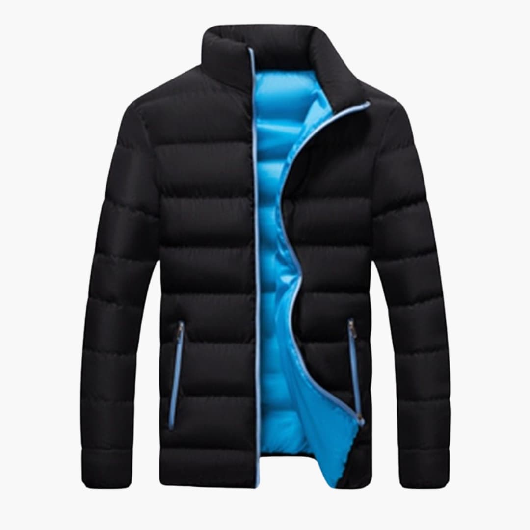 Men's Winter Jacket with High Collar and Zippered Pockets 1