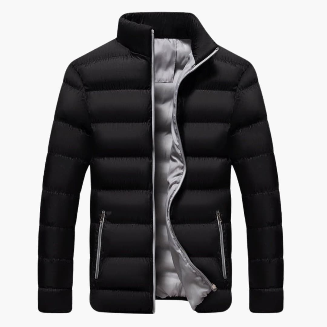 Men's Winter Jacket with High Collar and Zippered Pockets 2