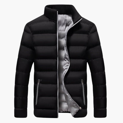 Men's Winter Jacket with High Collar and Zippered Pockets 2