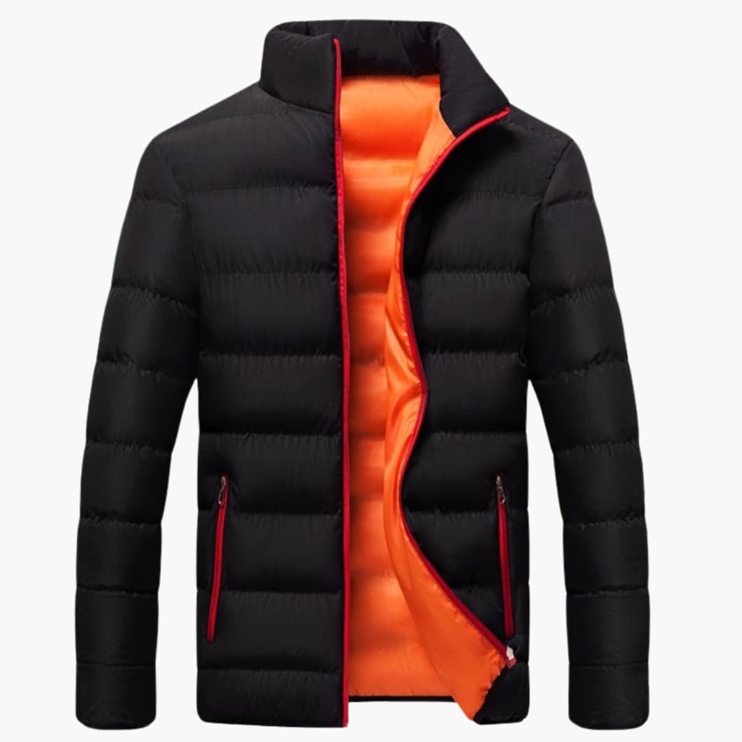 Men's Winter Jacket with High Collar and Zippered Pockets 4