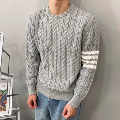 Men's Wool Knit Cable Pattern Sweater 1