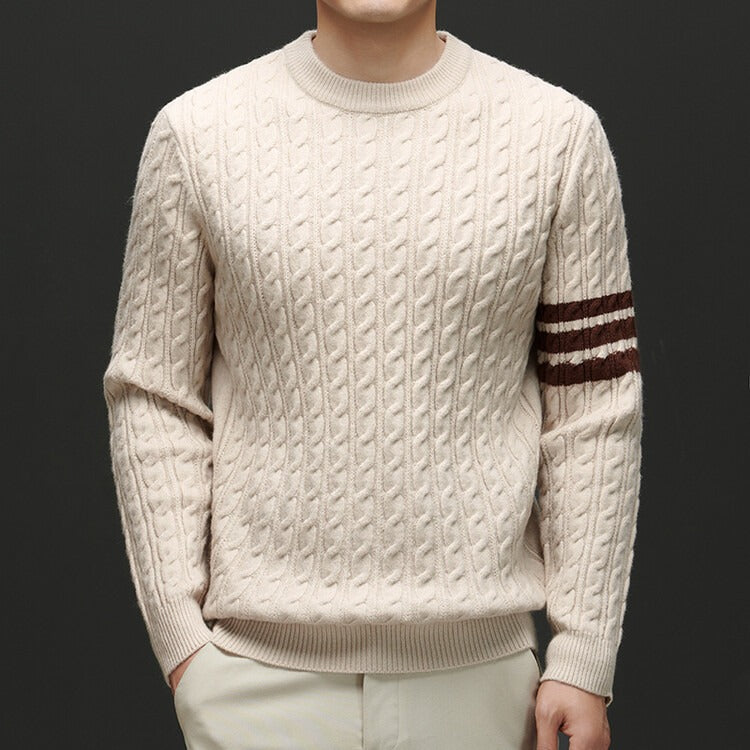 Men's Wool Knit Cable Pattern Sweater 2