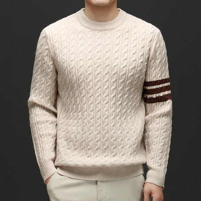 Men's Wool Knit Cable Pattern Sweater 2