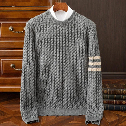 Men's Wool Knit Cable Pattern Sweater 3