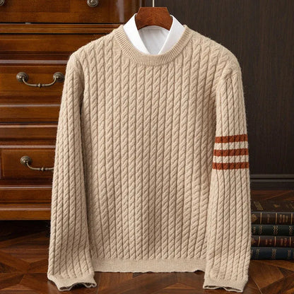 Men's Wool Knit Cable Pattern Sweater 4