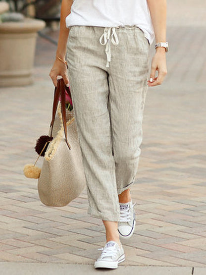 Pantalon Femme Coton Décontracté Ajustement Détendu-1