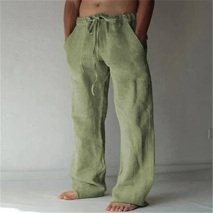 Pantalon Lin Homme Baggy Confortable et Aéré-2
