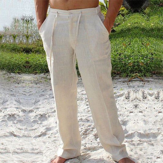 Pantalon Lin Homme Décontracté 100% Lin Respirant-1