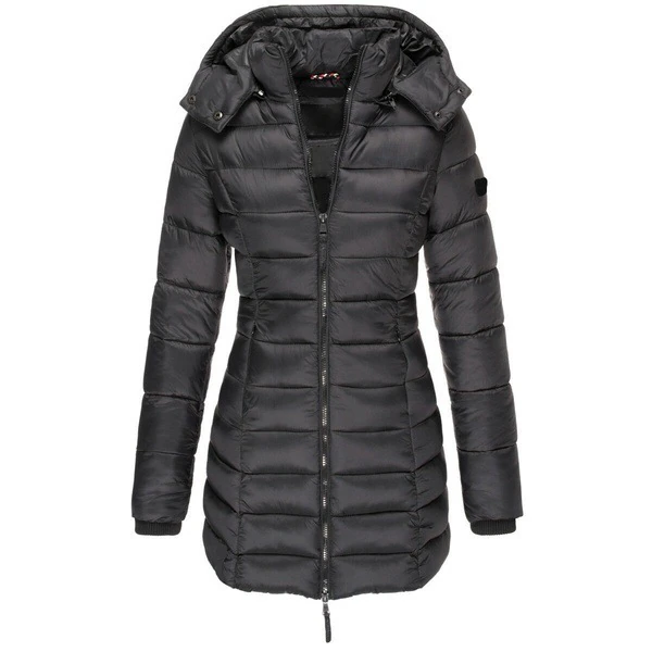 Women's Black Puffer Jacket - Warm Winter Coat