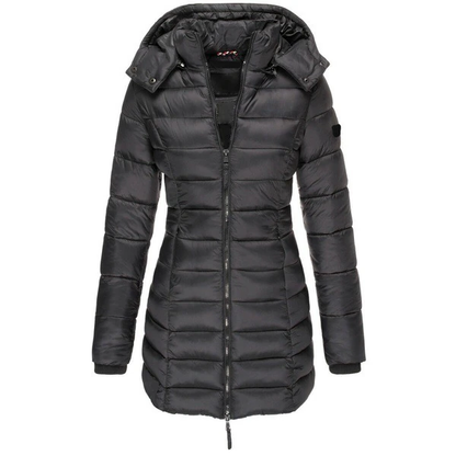 Women's Black Puffer Jacket - Warm Winter Coat