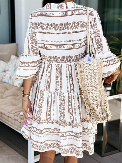 Women's Boho Ruffle Summer Dress with Flared Sleeves 4