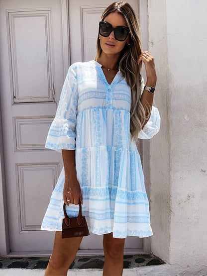 Women's Boho Ruffle Summer Dress with Flared Sleeves 6