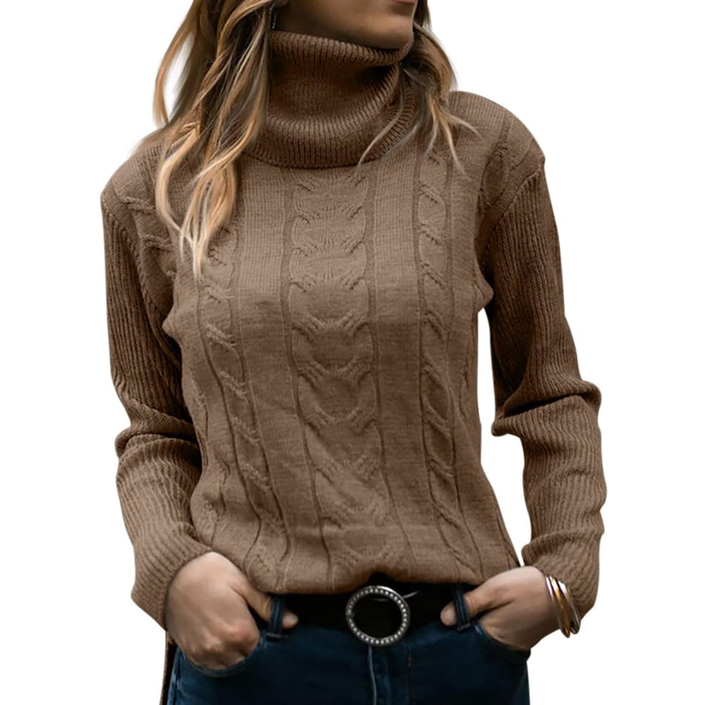Women's Cable-Knitted Turtleneck Sweater 6
