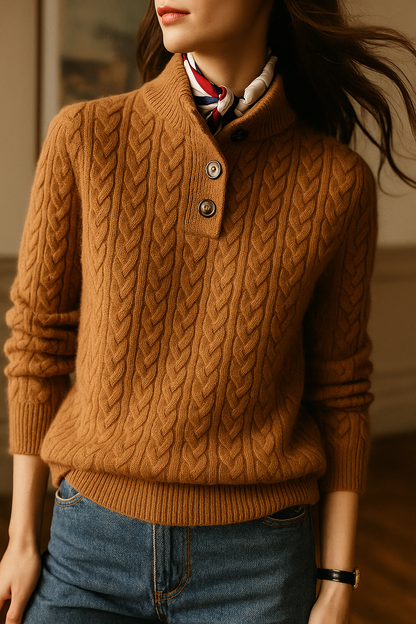 Women's Cable Knit Button-Up Sweater 1