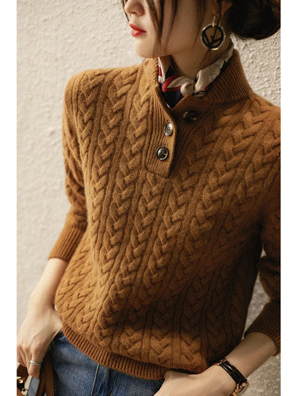 Women's Cable Knit Button-Up Sweater 2
