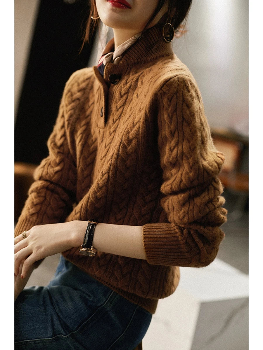 Women's Cable Knit Button-Up Sweater 3