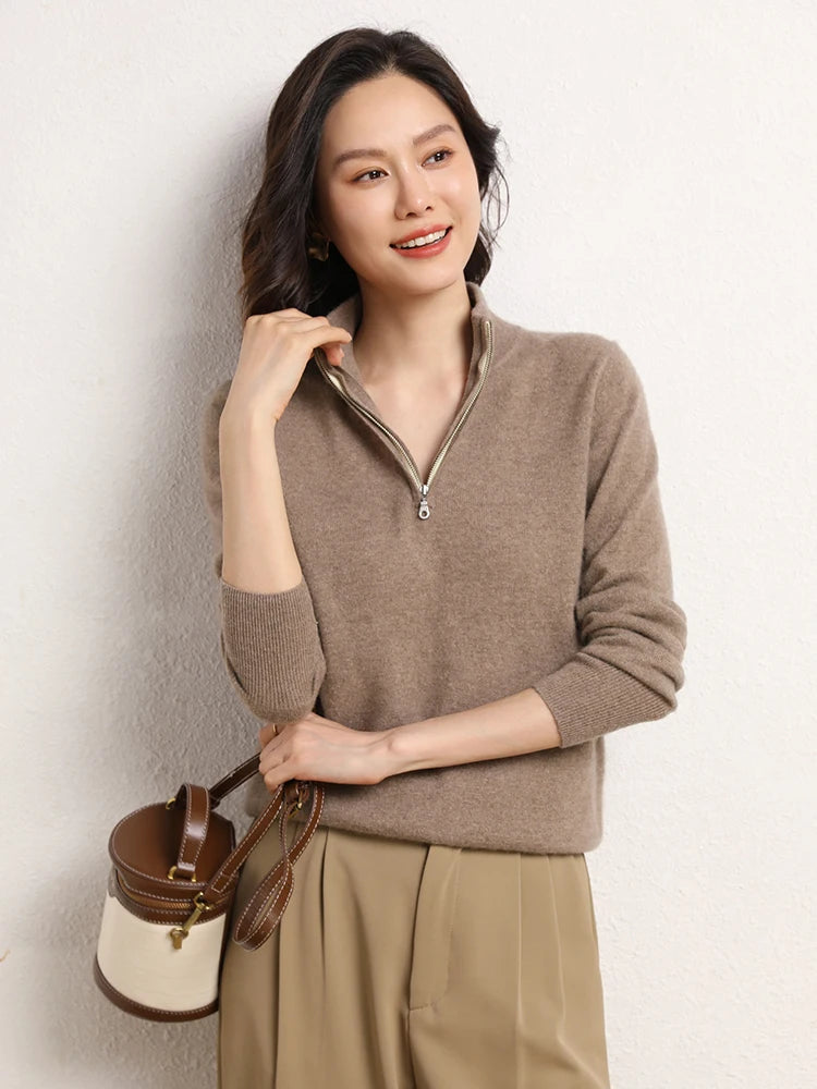 Women's Cashmere Half-Zip Pullover 1