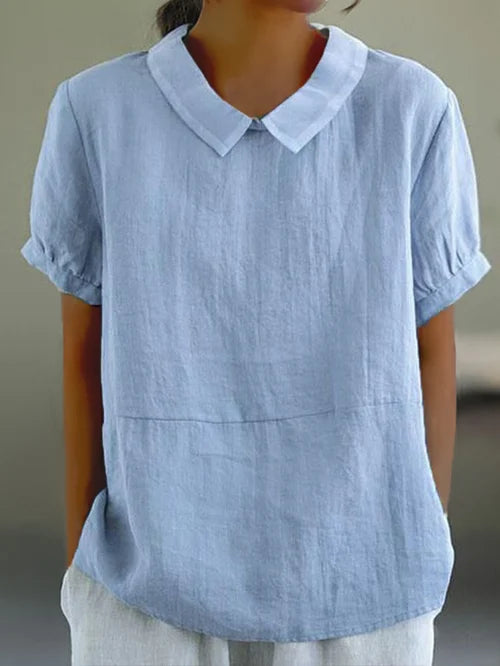 Women's Elegant Linen Blend Top Blouse