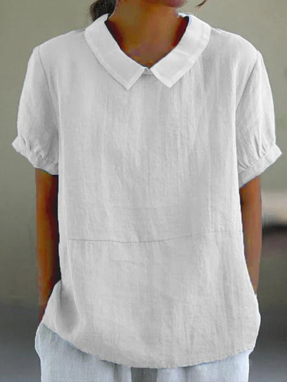 Women's Elegant Linen Blend Top Blouse