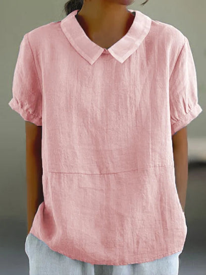 Women's Elegant Linen Blend Top Blouse
