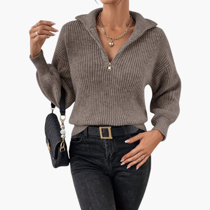 Women's Half-Zip Rib Knit Sweater 0