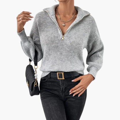 Women's Half-Zip Rib Knit Sweater 1