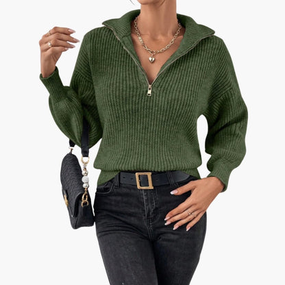 Women's Half-Zip Rib Knit Sweater 4