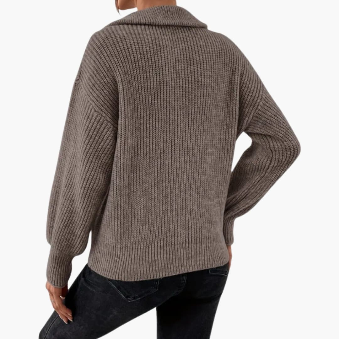 Women's Half-Zip Rib Knit Sweater 7
