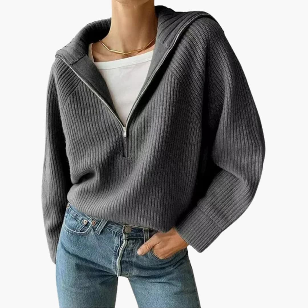 Women's Half-Zip Sweater with Stand-Up Collar 4