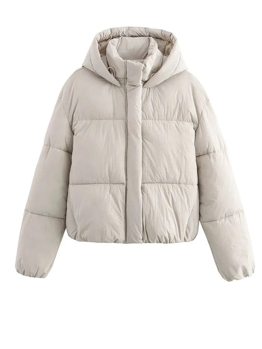 Women's Hooded Puffer Jacket with Quilted Design 0