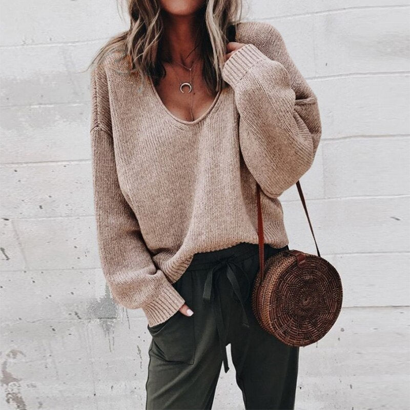 Women's Knit V-Neck Sweater