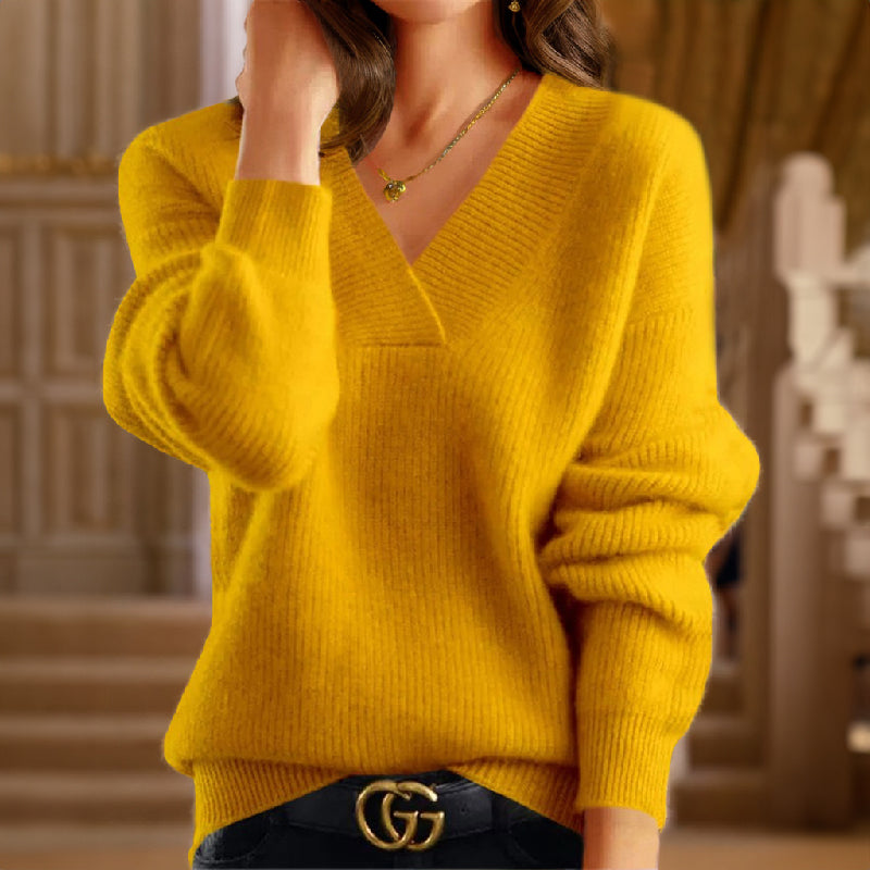 Women's Knitted Pullover with V-Neckline 4