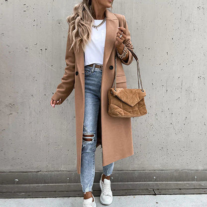 Women's Long Trench Coat - Elegant Winter Coat
