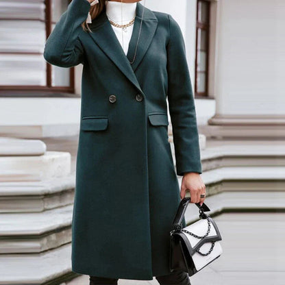 Women's Long Trench Coat - Elegant Winter Coat