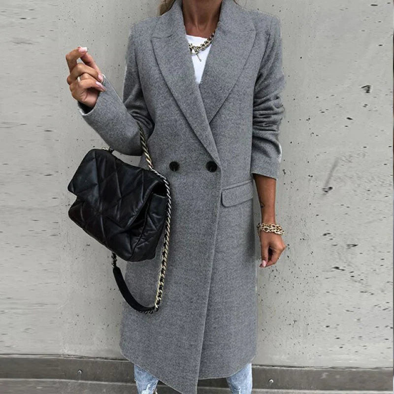 Women's Long Trench Coat - Elegant Winter Coat