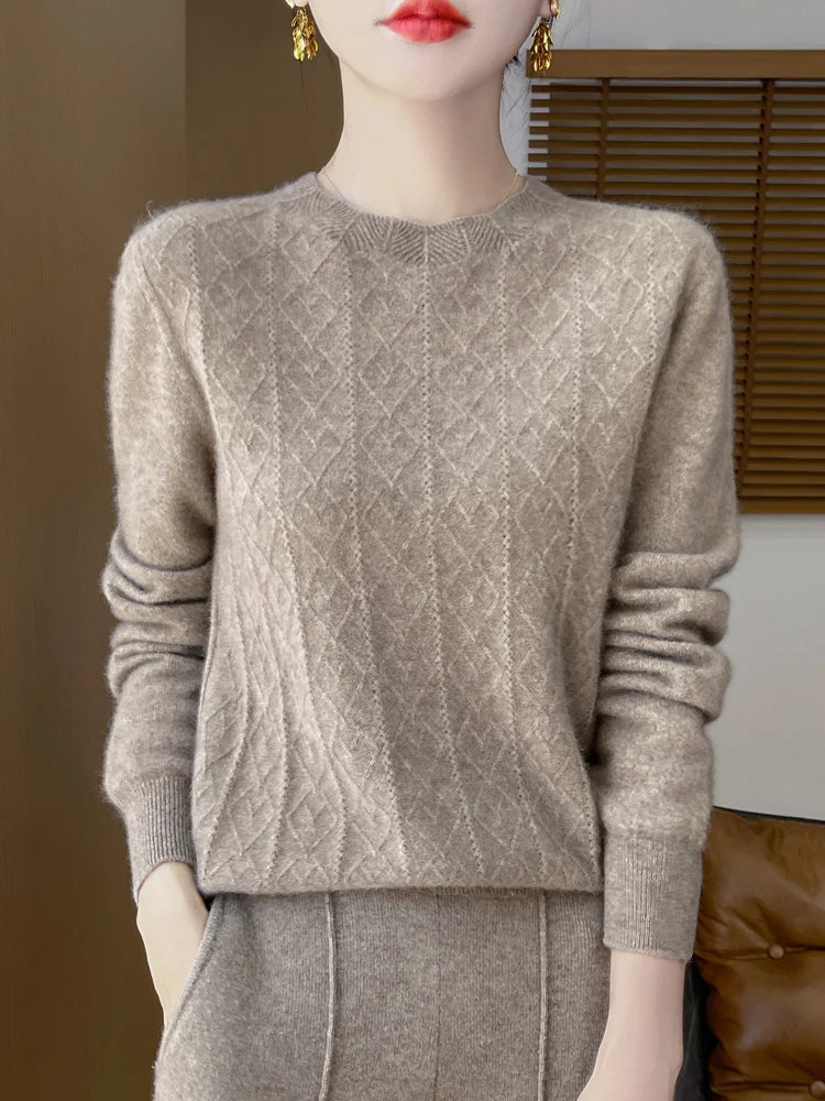 Women's Merino Wool Long Sleeve Sweater 1