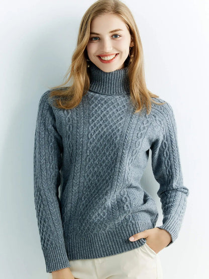 Women's Merino Wool Turtleneck Sweater 11