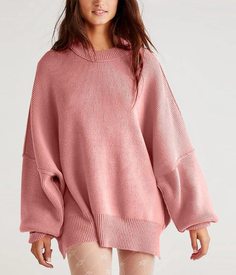 Women's Oversized Knit Sweater with Side Slits 5